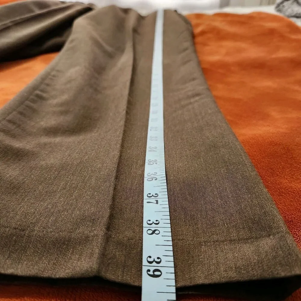 Haggar Dress Pants For Men Size 38x27 Brown Color Flat Front Black Label